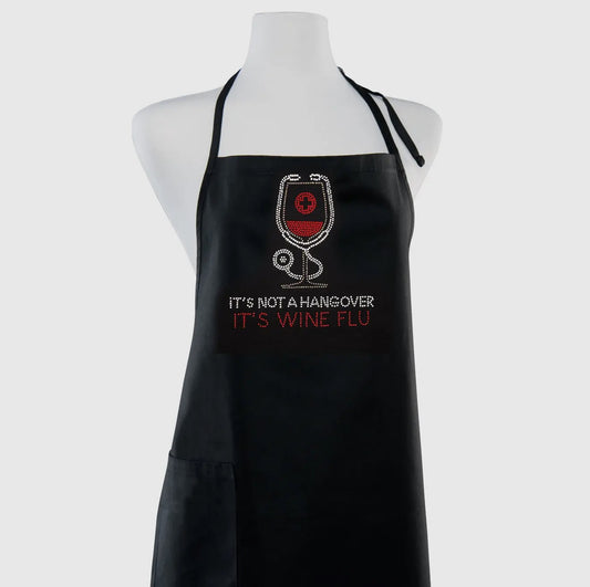 Wine Flu Rhinestone Apron